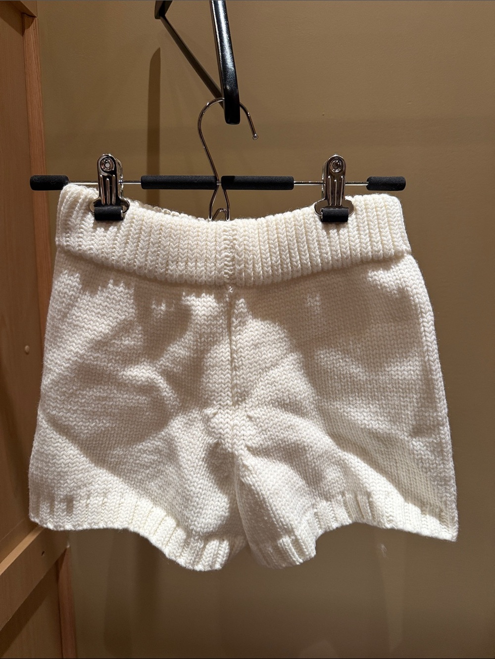 High-Waist Knit Women's Cream Shorts